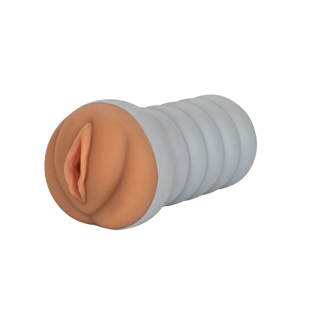 SE-0929-55-3x1.jpg Gripper Ribbed Tight Pussy Brown Masturbator - Image 1