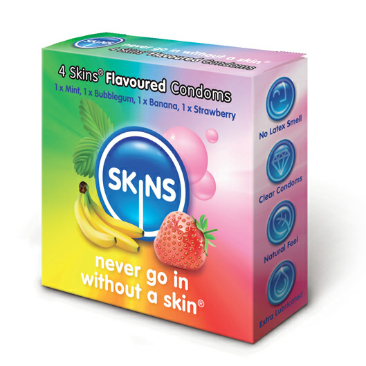 SKF4x1.jpg Skins Condoms Flavoured 4 Pack - Image 1