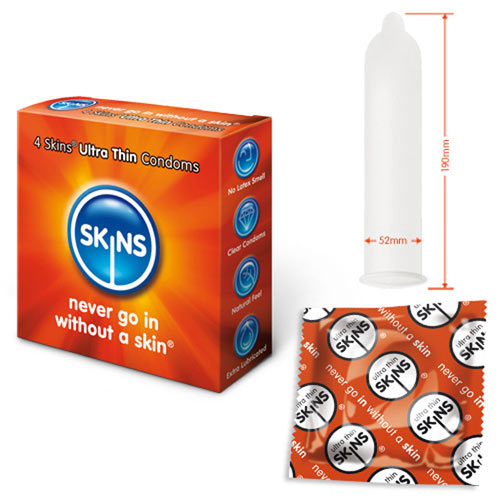 SKUT4x.jpg Skins Condoms Ultra Thin 4 Pack - Image 1
