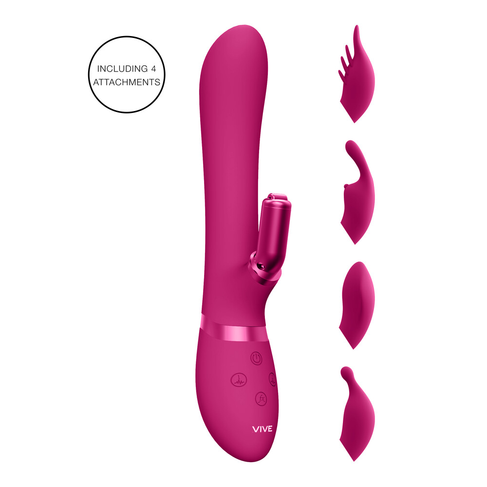 VIVE030PNKx1.jpg Vive Chou Double Action Interchangeable Rabbit Vibrator Pink - Image 1