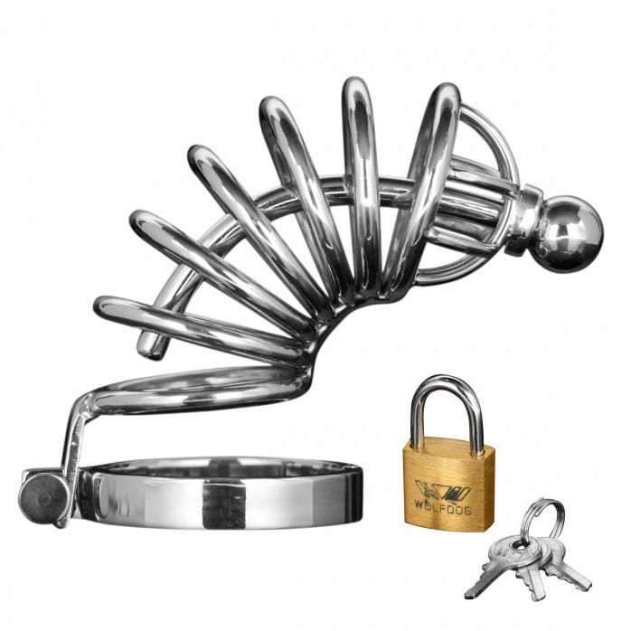 ad147mlx1.jpg Master Series Asylum 6 Ring Locking Chastity Cage - Image 1