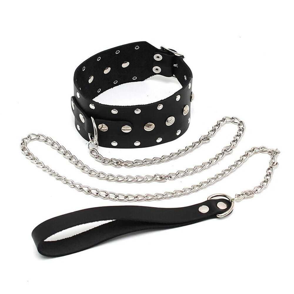 r531x1.jpg Leather Collar And Chain - Image 1